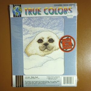 NWT True Colors Baby Seal Counted Cross Stitch Sampler Kit, KCM-30007